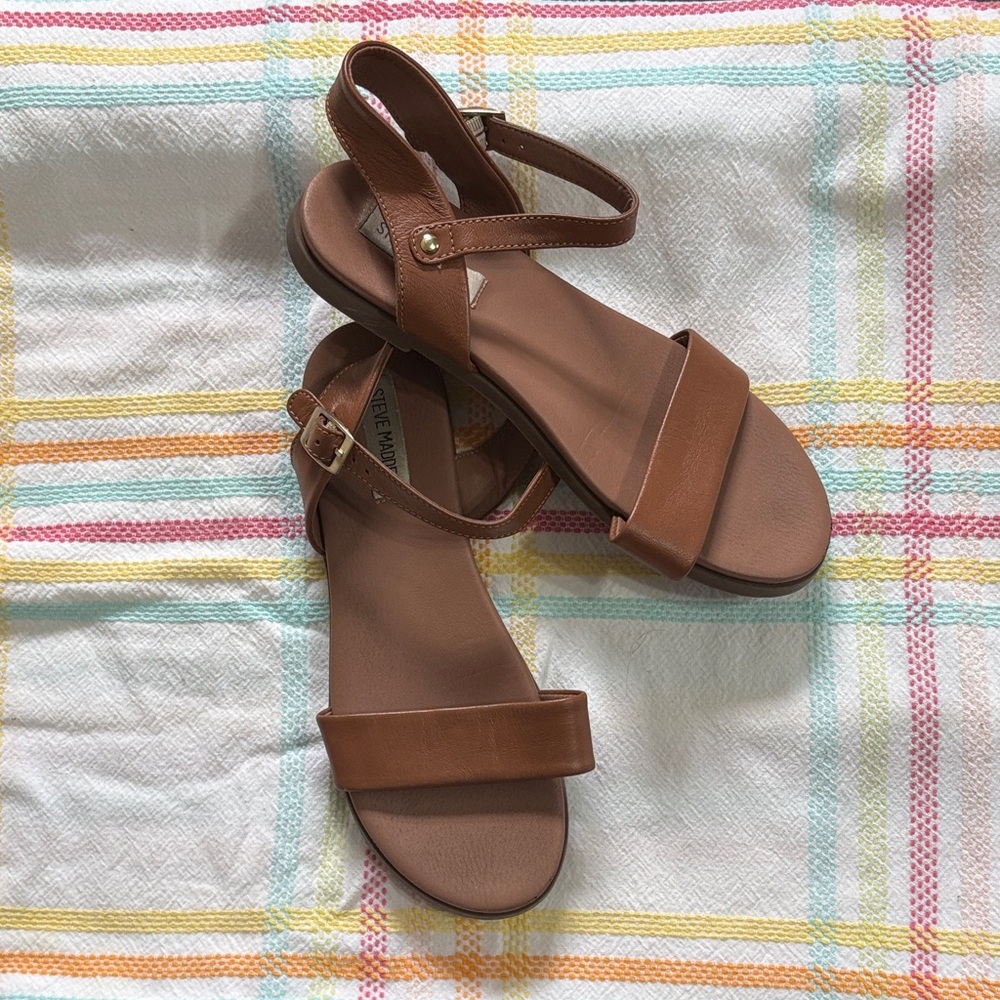 Steve Madden Tan Brown Strappy Slingback Sandals